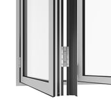 KaMic Versa-Fold 120" x 80" 4 Panels Aluminum Folding Door In White, One Door Right Swing Out Three Door Folded From Left To Right Model #: FD4PWH12080-LR