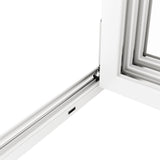 KaMic Versa-Fold 120" x 80" 4 Panels Aluminum Folding Door In White, One Door Right Swing Out Three Door Folded From Left To Right Model #: FD4PWH12080-LR