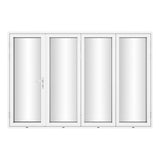 KaMic Versa-Fold 120" x 80" 4 Panels Aluminum Folding Door In White, One Door Right Swing Out Three Door Folded From Left To Right Model #: FD4PWH12080-LR