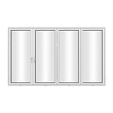 KaMic Versa-Fold 120" x 80" 4 Panels Aluminum Folding Door In White, One Door Right Swing Out Three Door Folded From Left To Right Model #: FD4PWH12080-LR