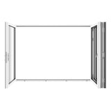 KaMic Versa-Fold 120" x 80" 4 Panels Aluminum Folding Door In White, One Door Right Swing Out Three Door Folded From Left To Right Model #: FD4PWH12080-LR
