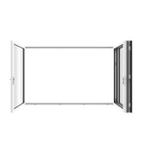 KaMic Versa-Fold 120" x 80" 4 Panels Aluminum Folding Door In White, One Door Right Swing Out Three Door Folded From Left To Right Model #: FD4PWH12080-LR