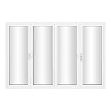 KaMic Versa-Fold 120" x 80" 4 Panels Aluminum Folding Door In White, One Door Right Swing Out Three Door Folded From Left To Right Model #: FD4PWH12080-LR