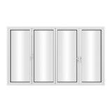 KaMic Versa-Fold 120" x 80" 4 Panels Aluminum Folding Door In White, One Door Right Swing Out Three Door Folded From Left To Right Model #: FD4PWH12080-LR