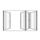 KaMic 120" x 80" 4 Panels Aluminum Folding Door In White, One Door Right Swing Out Three Door Folded From Right To Left Model #: FD4PWH12080-RL