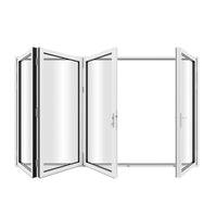 KaMic 120" x 80" 4 Panels Aluminum Folding Door In White, One Door Right Swing Out Three Door Folded From Right To Left Model #: FD4PWH12080-RL