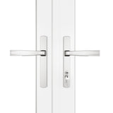 KaMic Versa-Fold 120" x 80" 4 Panels Aluminum Folding Door In White, One Door Right Swing Out Three Door Folded From Right To Left Model #: FD4PWH12080-RL