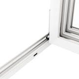 KaMic Versa-Fold 120" x 80" 4 Panels Aluminum Folding Door In White, One Door Right Swing Out Three Door Folded From Right To Left Model #: FD4PWH12080-RL