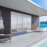 KaMic Versa-Fold 120" x 80" 4 Panels Aluminum Folding Door In White, One Door Right Swing Out Three Door Folded From Right To Left Model #: FD4PWH12080-RL