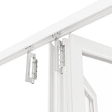 KaMic Versa-Fold 120" x 80" 4 Panels Aluminum Folding Door In White, One Door Right Swing Out Three Door Folded From Right To Left Model #: FD4PWH12080-RL