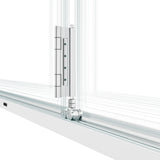 KaMic Versa-Fold 120" x 80" 4 Panels Aluminum Folding Door In White, One Door Right Swing Out Three Door Folded From Right To Left Model #: FD4PWH12080-RL