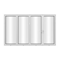KaMic 120" x 80" 4 Panels Aluminum Folding Door In White, One Door Right Swing Out Three Door Folded From Right To Left Model #: FD4PWH12080-RL