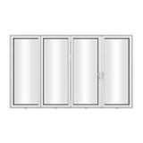KaMic 120" x 80" 4 Panels Aluminum Folding Door In White, One Door Right Swing Out Three Door Folded From Right To Left Model #: FD4PWH12080-RL