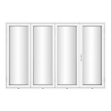 KaMic Versa-Fold 120" x 80" 4 Panels Aluminum Folding Door In White, One Door Right Swing Out Three Door Folded From Right To Left Model #: FD4PWH12080-RL
