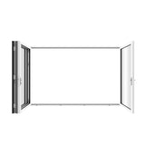 KaMic 120" x 80" 4 Panels Aluminum Folding Door In White, One Door Right Swing Out Three Door Folded From Right To Left Model #: FD4PWH12080-RL