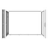 KaMic Versa-Fold 120" x 80" 4 Panels Aluminum Folding Door In White, One Door Right Swing Out Three Door Folded From Right To Left Model #: FD4PWH12080-RL