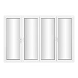 KaMic Versa-Fold 120" x 80" 4 Panels Aluminum Folding Door In White, One Door Right Swing Out Three Door Folded From Right To Left Model #: FD4PWH12080-RL