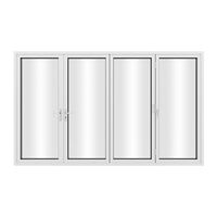 KaMic 120" x 80" 4 Panels Aluminum Folding Door In White, One Door Right Swing Out Three Door Folded From Right To Left Model #: FD4PWH12080-RL