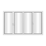 KaMic 120" x 80" 4 Panels Aluminum Folding Door In White, One Door Right Swing Out Three Door Folded From Right To Left Model #: FD4PWH12080-RL
