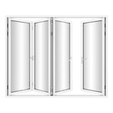 KaMic Versa-Fold 120" x 96" 4 Panels Aluminum Folding Door In White, One Door Right Swing Out Three Door Folded From Left To Right Model #: FD4PWH12096-LR
