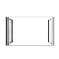 KaMic 120" x 96" 4 Panels Aluminum Folding Door In White, One Door Right Swing Out Three Door Folded From Left To Right Model #: FD4PWH12096-LR