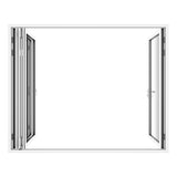 KaMic Versa-Fold 120" x 96" 4 Panels Aluminum Folding Door In White, One Door Right Swing Out Three Door Folded From Left To Right Model #: FD4PWH12096-LR