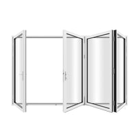 KaMic 120" x 96" 4 Panels Aluminum Folding Door In White, One Door Right Swing Out Three Door Folded From Left To Right Model #: FD4PWH12096-LR