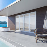 KaMic Versa-Fold 120" x 96" 4 Panels Aluminum Folding Door In White, One Door Right Swing Out Three Door Folded From Left To Right Model #: FD4PWH12096-LR