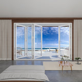 KaMic 120" x 96" 4 Panels Aluminum Folding Door In White, One Door Right Swing Out Three Door Folded From Left To Right Model #: FD4PWH12096-LR