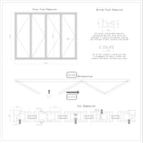 KaMic 120" x 96" 4 Panels Aluminum Folding Door In White, One Door Right Swing Out Three Door Folded From Left To Right Model #: FD4PWH12096-LR
