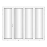 KaMic Versa-Fold 120" x 96" 4 Panels Aluminum Folding Door In White, One Door Right Swing Out Three Door Folded From Left To Right Model #: FD4PWH12096-LR