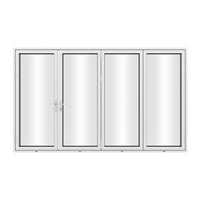 KaMic 120" x 96" 4 Panels Aluminum Folding Door In White, One Door Right Swing Out Three Door Folded From Left To Right Model #: FD4PWH12096-LR