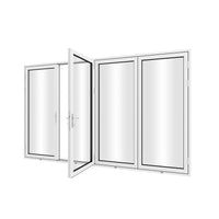 KaMic 120" x 96" 4 Panels Aluminum Folding Door In White, One Door Right Swing Out Three Door Folded From Left To Right Model #: FD4PWH12096-LR