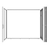 KaMic Versa-Fold 120" x 96" 4 Panels Aluminum Folding Door In White, One Door Right Swing Out Three Door Folded From Left To Right Model #: FD4PWH12096-LR
