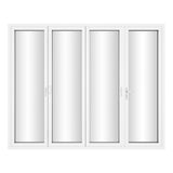 KaMic Versa-Fold 120" x 96" 4 Panels Aluminum Folding Door In White, One Door Right Swing Out Three Door Folded From Left To Right Model #: FD4PWH12096-LR