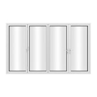 KaMic 120" x 96" 4 Panels Aluminum Folding Door In White, One Door Right Swing Out Three Door Folded From Left To Right Model #: FD4PWH12096-LR