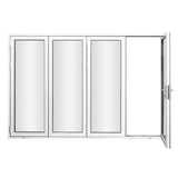 KaMic 120" x 96" 4 Panels Aluminum Folding Door In White, One Door Right Swing Out Three Door Folded From Right To Left Model #: FD4PWH12096-RL