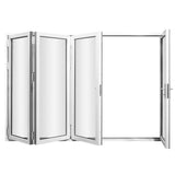 KaMic 120" x 96" 4 Panels Aluminum Folding Door In White, One Door Right Swing Out Three Door Folded From Right To Left Model #: FD4PWH12096-RL