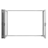 KaMic 120" x 96" 4 Panels Aluminum Folding Door In White, One Door Right Swing Out Three Door Folded From Right To Left Model #: FD4PWH12096-RL