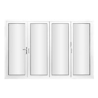 KaMic 120" x 96" 4 Panels Aluminum Folding Door In White, One Door Right Swing Out Three Door Folded From Right To Left Model #: FD4PWH12096-RL