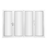 KaMic 120" x 96" 4 Panels Aluminum Folding Door In White, One Door Right Swing Out Three Door Folded From Right To Left Model #: FD4PWH12096-RL