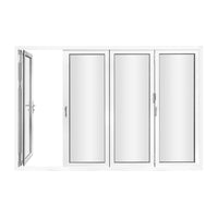 KaMic 120" x 96" 4 Panels Aluminum Folding Door In White, One Door Right Swing Out Three Door Folded From Right To Left Model #: FD4PWH12096-RL