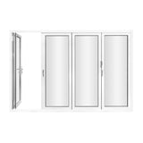 KaMic 120" x 96" 4 Panels Aluminum Folding Door In White, One Door Right Swing Out Three Door Folded From Right To Left Model #: FD4PWH12096-RL