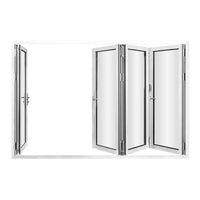 KaMic 120" x 96" 4 Panels Aluminum Folding Door In White, One Door Right Swing Out Three Door Folded From Right To Left Model #: FD4PWH12096-RL