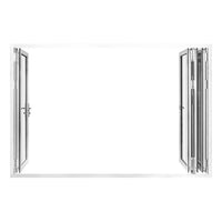 KaMic 120" x 96" 4 Panels Aluminum Folding Door In White, One Door Right Swing Out Three Door Folded From Right To Left Model #: FD4PWH12096-RL