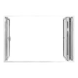 KaMic 120" x 96" 4 Panels Aluminum Folding Door In White, One Door Right Swing Out Three Door Folded From Right To Left Model #: FD4PWH12096-RL