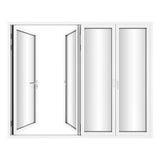 KaMic Versa-Fold 120" x 96" 4 Panels Aluminum Folding Door In White, One Door Right Swing Out Three Door Folded From Right To Left Model #: FD4PWH12096-RL