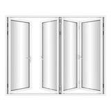 KaMic Versa-Fold 120" x 96" 4 Panels Aluminum Folding Door In White, One Door Right Swing Out Three Door Folded From Right To Left Model #: FD4PWH12096-RL