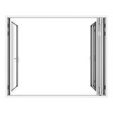 KaMic Versa-Fold 120" x 96" 4 Panels Aluminum Folding Door In White, One Door Right Swing Out Three Door Folded From Right To Left Model #: FD4PWH12096-RL