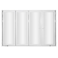 KaMic 120" x 96" 4 Panels Aluminum Folding Door In White, One Door Right Swing Out Three Door Folded From Right To Left Model #: FD4PWH12096-RL